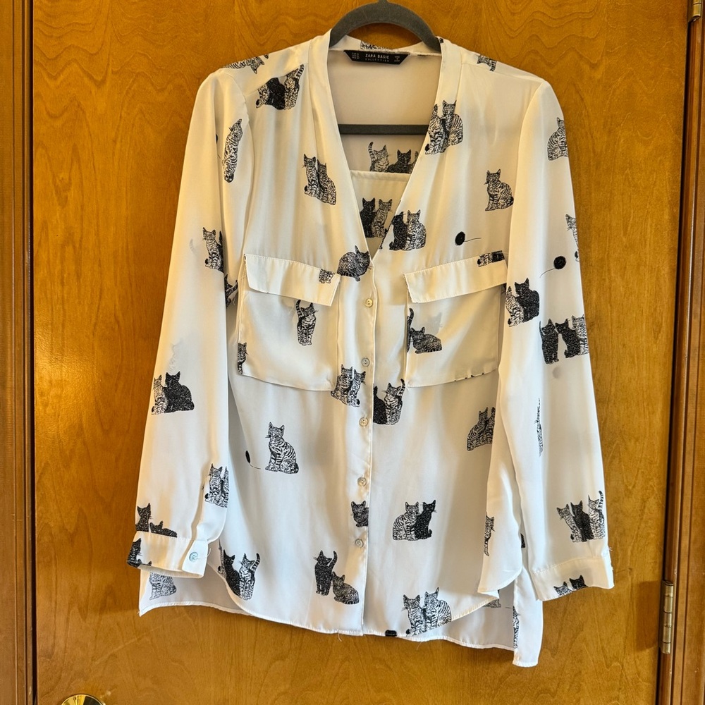 Zara Basic Collection White And Black Blouse - image 1